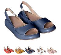 Cushioned Sandals, 2025 Lightweight and Comfortable Slip-On Orthopedic Cushioned Peep-Toe Sandals for Women (blue,37)