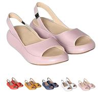 Cushioned Sandals, 2025 Lightweight and Comfortable Slip-On Orthopedic Cushioned Peep-Toe Sandals for Women (pink,42)