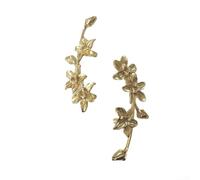 Cushteg Maniglia in ottone a forma di fiore a doppio foro per ante dei cassetti, 130 x 51 x 30 mm con distanza tra i fori di 61 mm, finitura gialla, accessori per mobili per la casa