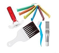 Cushteg Set di pettini centrali per condizionatore d'aria per pulizia e riparazione di alette piegate, include pettine e spazzole in metallo, per condensatore per radiatore HVAC