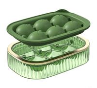 Cushteg Stampo rotondo per palline di ghiaccio con facile rilascio e coperchio a prova di perdite, in silicone per 6 grandi palline di ghiaccio da 3,5 cm, perfetto per whisky, cocktail e bevande a