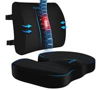 CushZone Cuscino da seduta, cuscino lombare con cinturino regolabile, per alleviare il dolore sciatica, con rivestimento lavabile in memory foam per auto, viaggio e sedia a rotelle, nero