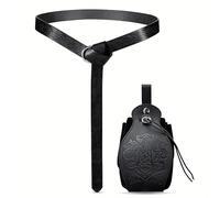 CUSIKAUA Cintura in pelle medievale vichinga, 2 pezzi, cintura in pelle rinascimentale, accessori rinascimentali, cintura e borsa in finta pelle retrò rinascimentale, F, Taglia unica, Classico