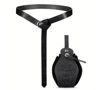 CUSIKAUA Cintura in pelle medievale vichinga, 2 pezzi, cintura in pelle rinascimentale, accessori rinascimentali, cintura e borsa in finta pelle retrò rinascimentale, D, Taglia unica, Classico