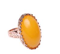 CUSIOALQQ Anello con pietra preziosa alla moda per le donne, design regolabile, finto stile vintage, delicato anello femminile simula cera d'api color ambra anello promessa dichiarazione anello in