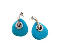 CUSIOALQQ Orecchini vintage in argento Sterling 925 con turchese a triangolo creativo bohémien orecchini turchese temperamento affascinante stile occidentale alla moda intarsiato pietra naturale