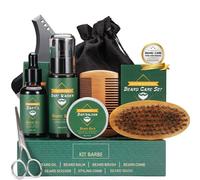 CUSMAY Kit Barba per Uomo 9 in 1 kit per La Cura della - Cura Barba con Olio Barb, Balsamo, Shampoo Barb, Spazzola, Pettine, Forbici, Borsa di Stoccaggio, Perfetto Regali per Uomo