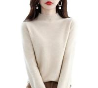 CUSON Maglioni in Cachemire da Donna, 100% Cashmere, a Maniche Lunghe, Girocollo, Morbido e Caldo (Beige, M)