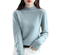 CUSON Maglioni in Cachemire da Donna, 100% Cashmere, a Maniche Lunghe, Girocollo, Morbido e Caldo, Maglione Lavorato a Maglia (Celeste, XL), Grigio