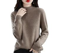 CUSON Maglioni in Cashmere da Donna, 100% Cashmere, a Maniche Lunghe, Girocollo, Morbido, Caldo, Lavorato a Maglia, Cammello, S