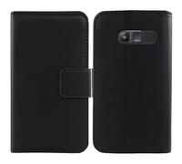 Cuson Nero Vera Real Pelle Case per Brondi Amico Chic 2.4" Custodia Caso Premium Leather Cover Flip Guscio Protettiva Copertina Portafoglio Magnetico Anti Urto e Anti Graffi