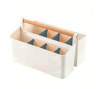 CUSROS Cestino portaoggetti portatile con manico, porta penna, porta matita, porta blocco note, porta occhiali, porta graffette, organizer per cancelleria con divisori rimovibili, scatola portaoggetti