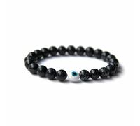 Cusstally braccialetto di fascino 1pc Bracciali con pietra Evil Eye Uomo Bracciale con perline lapidate Gioielli da donna Acc - (Color : Black agate, Size : 23cm)