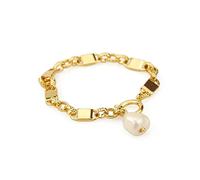 Cusstally Braccialetto di fascino Braccialetto di perle classico in argento 925 alla moda for donna Vintage Francia placcato oro irregolare sposa gioielli regali