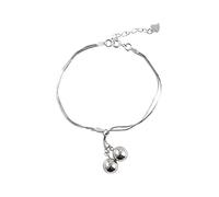 Cusstally Braccialetto di fascino Bracciali in argento 925 for donna Tendenza estiva Elegante design creativo a doppio strato Campane Nappa Gioielli for feste