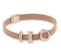 Cusstally Bracciali 925 Set regalo bracciale pan rosa oro argento for donna gioielli braccialetto fascino perline 9 21 cm Regalo di gioielli (Color : 2)