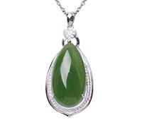 Cusstally Ciondolo in giada Hotan naturale Collana in diaspro in argento 925 con certificato