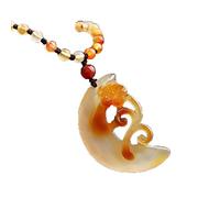 Cusstally Ciondolo midollare di giada naturale Collana di fiori di luna intagliata Gioielli da donna