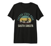 Custer State Park, South Dakota, Bison Vintage Pride Maglietta Premium