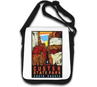 Custer State Park South Dakota Vintage Retro Travel Poster Borsa a tracolla bianca