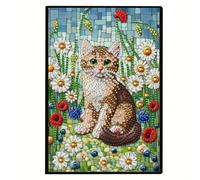 CustmArti DIY Diamond Art Painting Design creativo PU Leather 50 pagine bianche pagine interne A5 taccuino portatile scrittura diario case-Cat