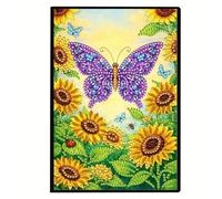 CustmArti DIY Diamond Art Painting Design creativo PU Leather 50 pagine bianche pagine interne A5 taccuino portatile scrittura diario case-girasole farfalla