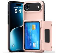 Custodia 2 in 1 per iPhone con porta carte di credito, custodia protettiva di grado militare con porta carte integrato (contiene 3-5 carte), design a punto bloccato e supporto per telefono per Apple