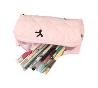 Custodia a con cerniera, custodia per portamatite -Case di stoccaggio degli studenti con cravatta,Sovrano Eraser Marker School Stationery Container Cosmetics Organizzatore per donne, a, Rosa