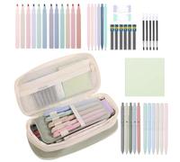 Custodia a con forniture - 44pc Case di di grande capacità con pinne in gel nero Elimina Notepad | Kit di cartoleria scolastico per studenti Teens College Office Classroom Study