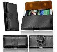 Custodia a fondina in pelle realizzata a mano per HTC Desire 601 / Desire 601 Dual Sim Gorilla Tech® di lusso, da attaccare saldamente alla cintura con due passanti e una clip, con doppia chiusura magnetica, sicura ed elegante, con cuciture in morbida microfibra, colore nero