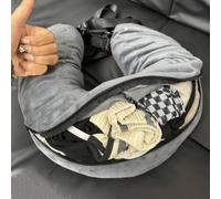 Custodia a forma di U imbottita per il viaggio, adatta per voli a lunga distanza. Cuscino da viaggio morbido e soffice in peluche che può essere riempito con vestiti, bagagli o altri oggetti; cuscino 