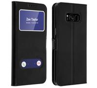 Custodia a libro Avizar con doppia finestra nera per Samsung Galaxy S8