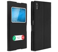 Custodia a libro Avizar con doppia finestra nera per Sony Xperia XA1 Plus