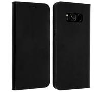 Custodia a libro Avizar in pelle nera per Samsung Galaxy S8