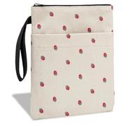 Custodia a libro con chiusura lampo, motivo fragola, in velluto morbido, tasca per libri sulla parte anteriore della valigia, custodia protettiva per libri di romanzi e libri di scuola, regalo