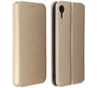 Avizar Custodia a libro per iPhone XR con portacarte, supporto video e copertina magnetica – Dorata