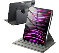 Custodia a libro girevole a 360 gradi compatibile con Apple iPad, colore nero, con slot per la penna, resistente ai graffi, antiurto, funzione di risveglio/sospensione automatica, angoli di visione re