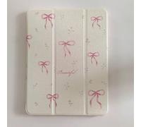 Custodia a libro in pelle con cavalletto regolabile per Apple per iPad 10a generazione 2022 10.9 pollici A2696 A2757 A2777 A3162 colore bianco fiocco rosa nastro bello floreale carino chic adorabile