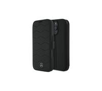 Custodia a libro in pelle Mercedes Waves per iPhone 16 Pro Max, nera