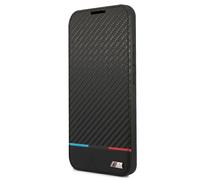 Custodia a libro nera con triangoli BMW per Samsung Galaxy S22 Plus.