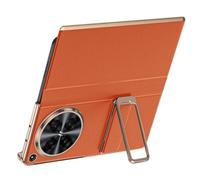 Custodia A Libro Per Oppo Find N6 in Pelle Con Finitura Di Lusso Galvanizzata; Dotata Di Supporto Regolabile, Fascia Per Le Dita E Protezione Anti-caduta.,Orange
