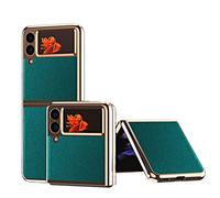 Custodia a libro per Samsung Galaxy Z Flip 3 5G 2021, lussuosa cornice in policarbonato + custodia protettiva in pelle sottile antiurto per Samsung Galaxy Z Flip 3 5G (verde)