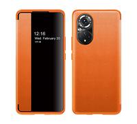 Custodia a libro per telefono Compatibile con Honor 50 Case Clear View Window, Magnetic Slim Flip Case Drop Protection Cover protettiva antiurto Compatible with Honor 50 Protezione per telefono(Orange