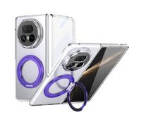 Custodia a libro per telefono For Honor Magic V5 Case with Screen Protector, 360°Rotatable Ring Kickstand, Military Grade Shockproof Translucent Protective Case, Crystal Clear cover protettiva(Mor)