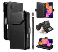 Custodia a Libro per Telefono for Samsung Galaxy A10 Wallet Case with Card Holder for Women And Men, Fashion PU Leather Cover Side Buckle Hand Strap Wallet Phone Case Cover Protettiva(Siyah)