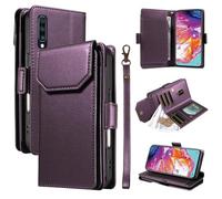 Custodia a Libro per Telefono for Samsung Galaxy A70/A70S Wallet Case with Card Holder for Women And Men, Fashion PU Leather Cover Side Buckle Hand Strap Wallet Phone Case Cover Protettiva(Mor)