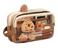 Custodia a matita Capybara, 8.3x2.6x5 Case Custom Kawaii matita compartimentato con le forniture scolastiche di Capybara Clear Front Window con accessori fai -da -te per la regola di detenzione, Brow