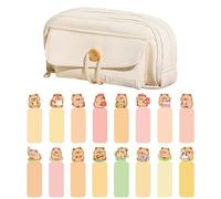 Custodia A Matita Da 1 Pezzo E 2 Set Di Adesivi Indicizzati, Cartoni Animati Carini, Custodia A Matita Multi-Componente, Cartoleria Per Studenti, Materiali Scolastici.