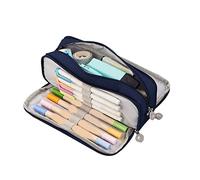 Custodia a matita di grande capacità 3 sacca per sapa per vaschetto portatile porta magazzino grande borsa a matita per il portafoglio da viaggio (rosa) (Blu navy)