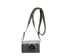 Custodia a mezza custodia in pelle PU per fotocamera Fujifilm X-E5, compatta 10 x 10 x 5 cm, con tracolla, design elegante e su misura per una presa sicura e un accesso rapido (verde)